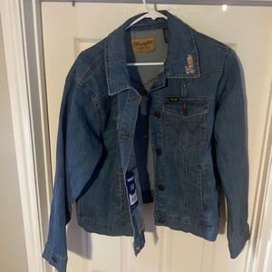 Brand New Wrangler Women Texas Longhorn Denim Jacket